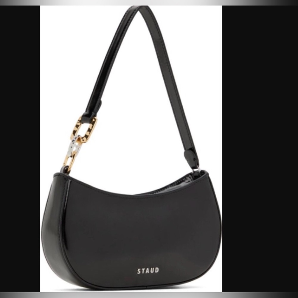 STAUD BRADY SHOULDER BAG, BLACK SMOOTH LEATHER NWOT